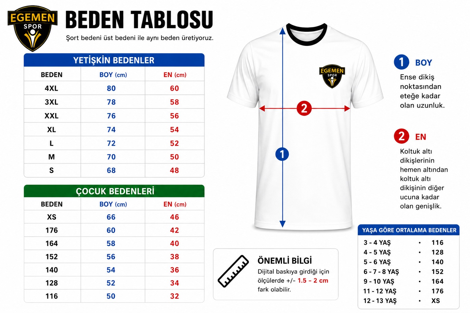 Kral Forma yetişkin ve çocuk forma beden tablosu; forma boy ve en ölçüm rehberi